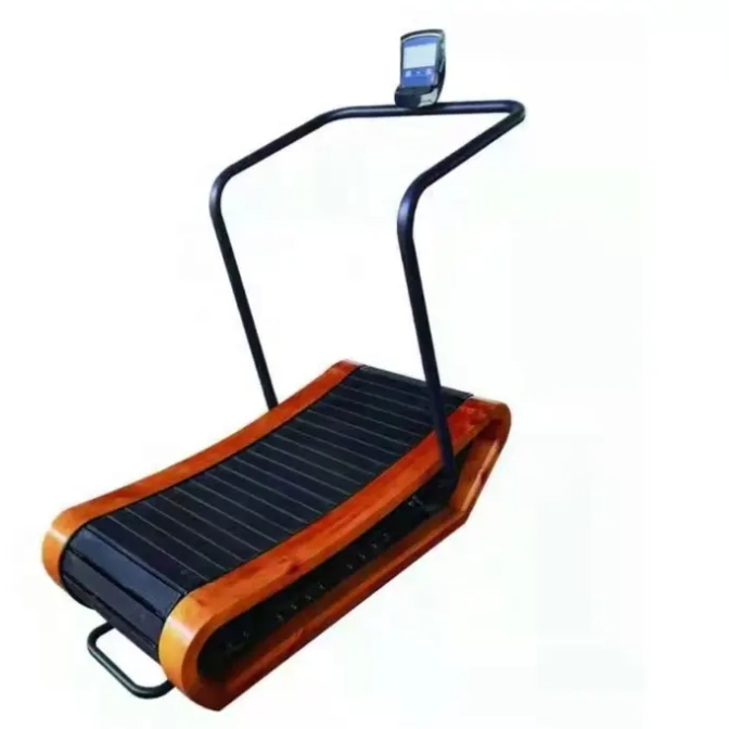 Unassisted Professional Gym Fitness Home Non-Motorized Self-Propelled Curved Wooden Treadmill Machine - 6