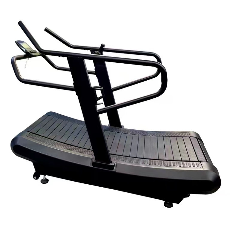 Unassisted Professional Gym Fitness Home Non-Motorized Self-Propelled Curved Wooden Treadmill Machine - 2