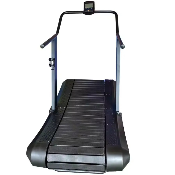 Unassisted Professional Gym Fitness Home Non-Motorized Self-Propelled Curved Wooden Treadmill Machine